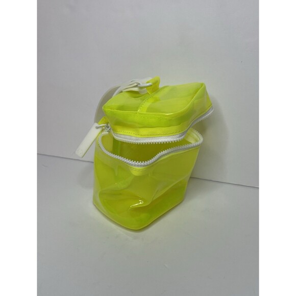 Drunk Elephant Travel Cosmetic Bag Unisex Neon Yellow Plastic Zipper Summer Bag - Picture 4 of 6
